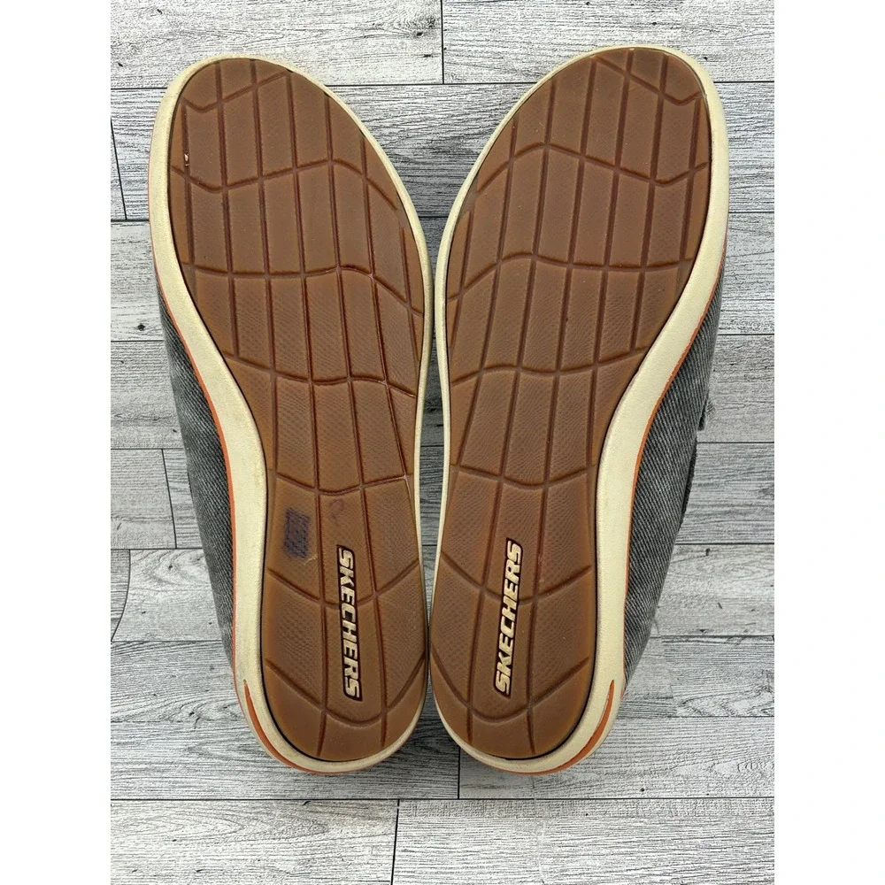 Skechers Relaxed Fit Men's Charcoal Canvas Loafer Shoes Slip On Size‎ 9